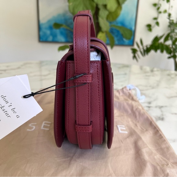 NWT Senreve Cadence Crossbody Italian Pebbled Leather Merlot Burgundy Red Gold - Picture 4 of 16